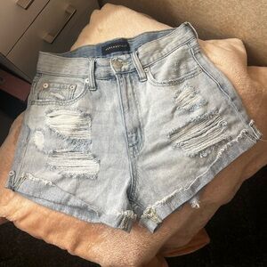 Aero Light Blue Denim mom shorts